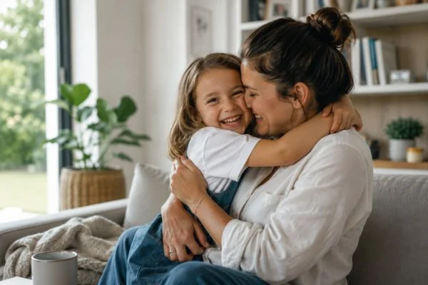 happy child with parent after parenting plans Ashington